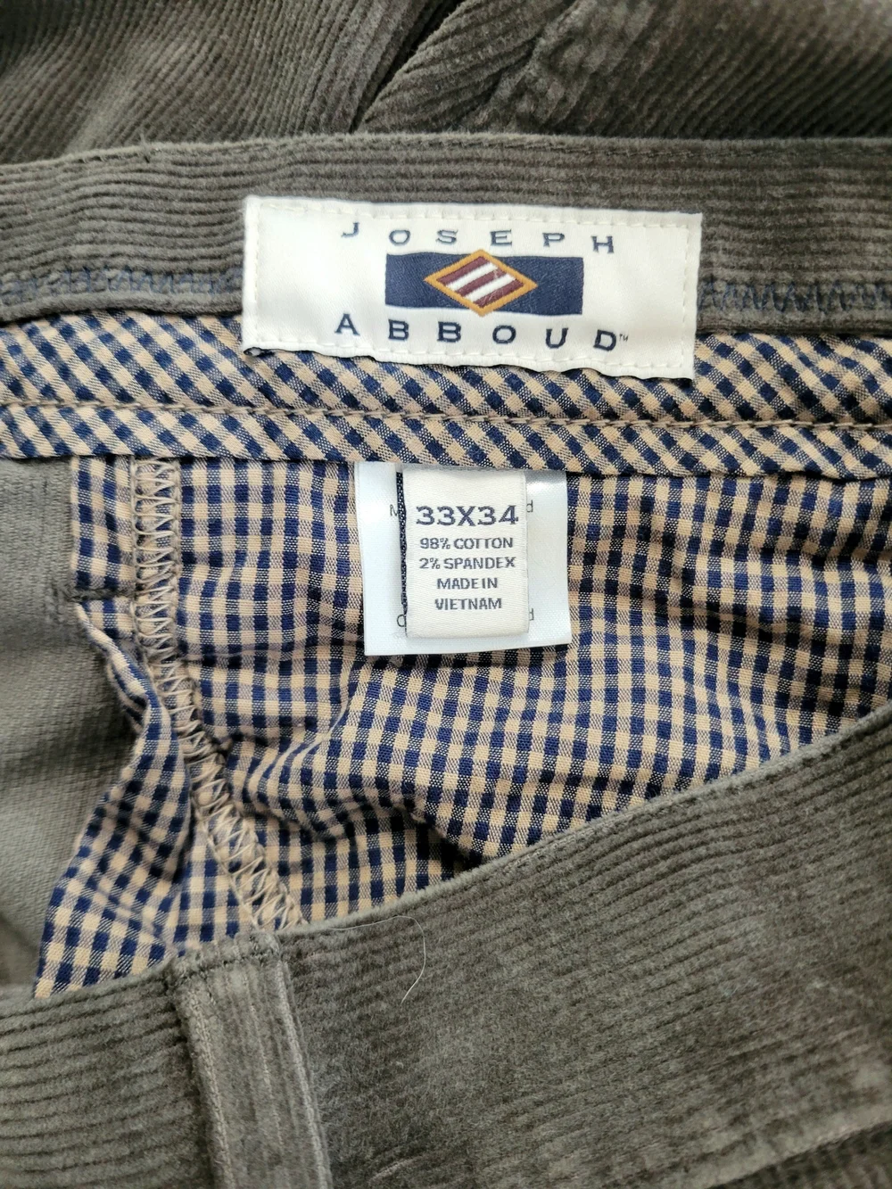 Joseph Abboud Men's Fine-Wale Corduroy Pants - Gray, Straight Leg (33x34)